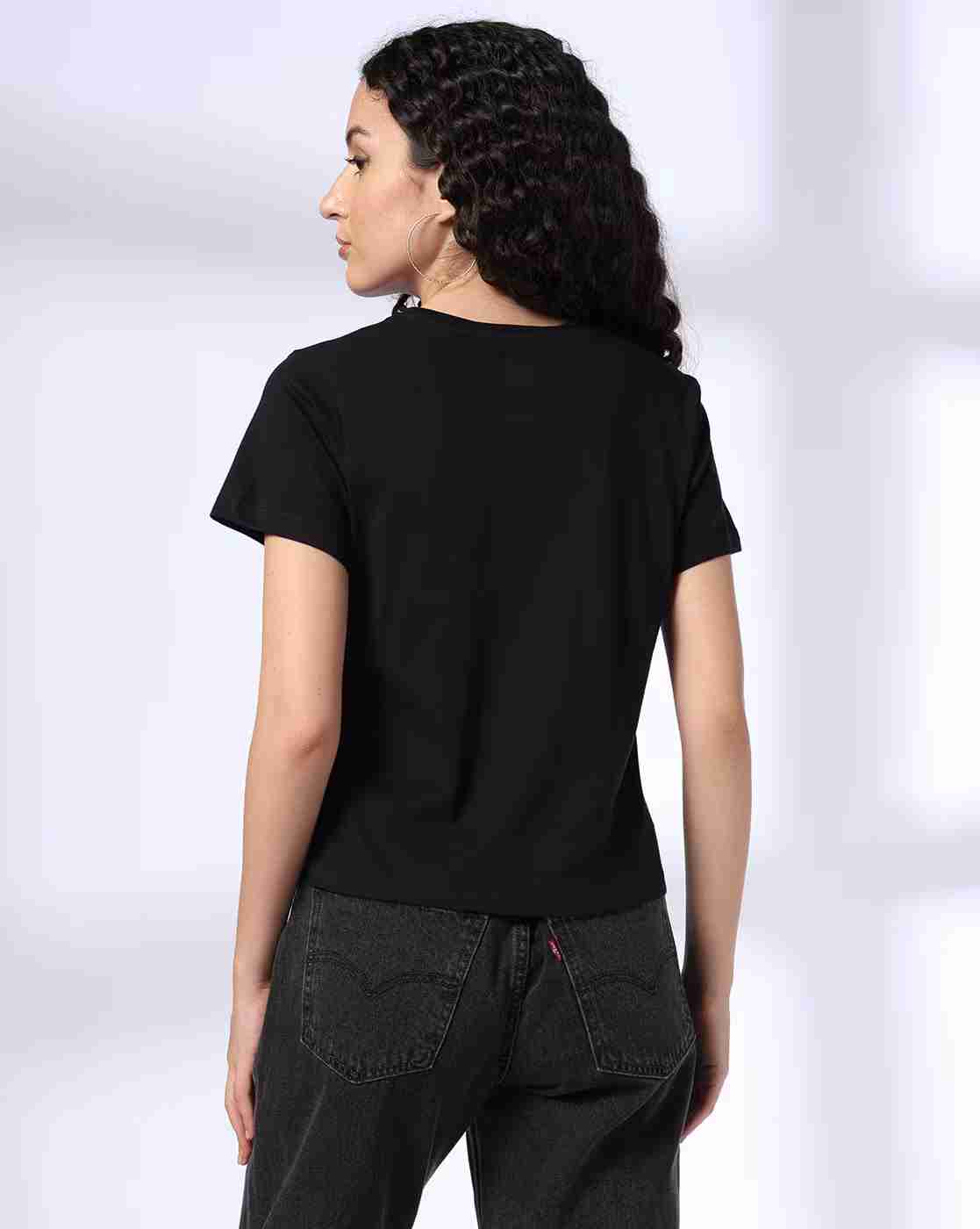 DNMX | Women Typographic Print Regular Fit Cotton Crew-Neck T-Shirt|2