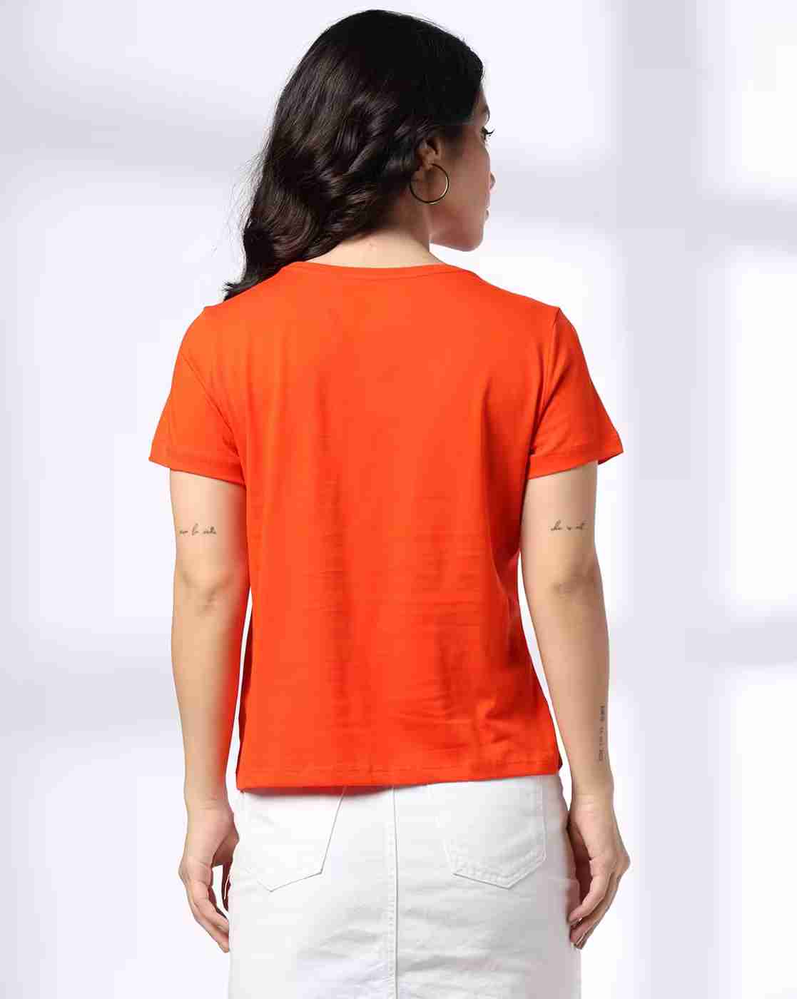 DNMX | Women Typographic Print Regular Fit Crew-Neck T-Shirt|2