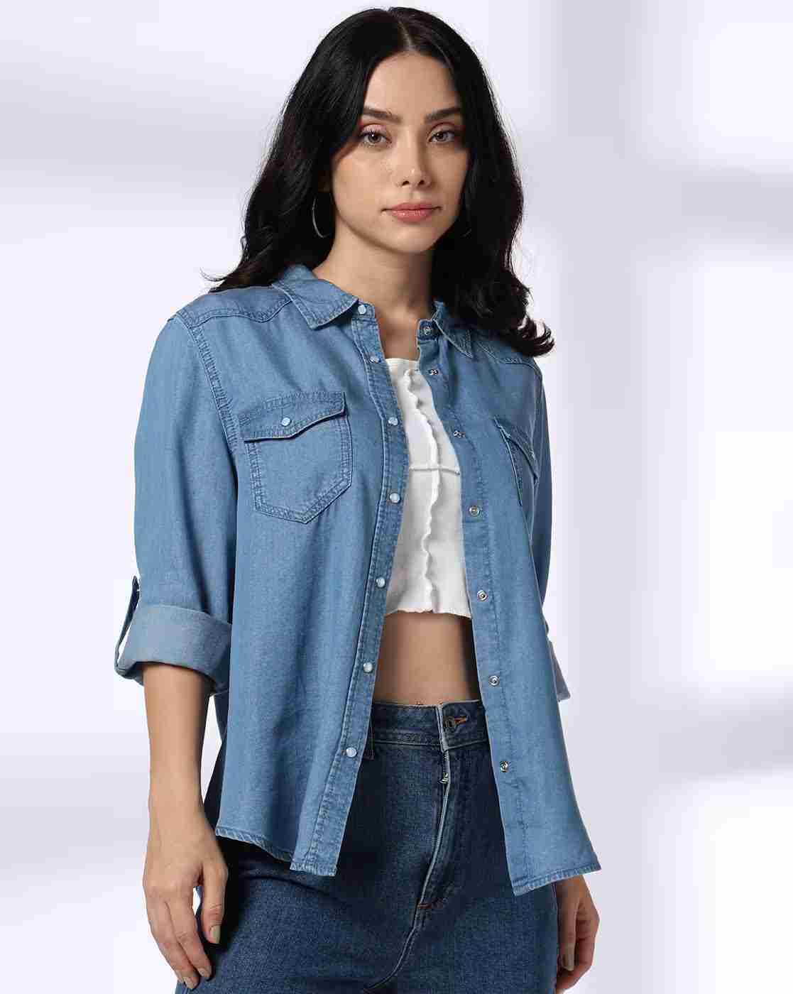 DNMX | Women Relaxed Fit Shirt with Flap Pockets|0