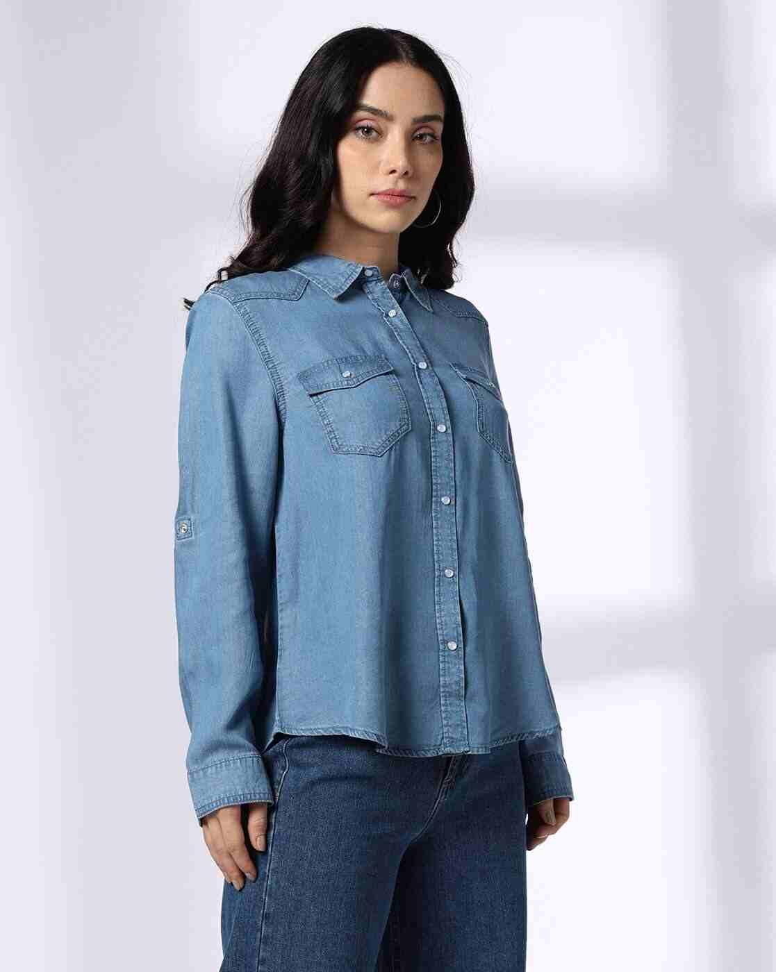 DNMX | Women Relaxed Fit Shirt with Flap Pockets|1