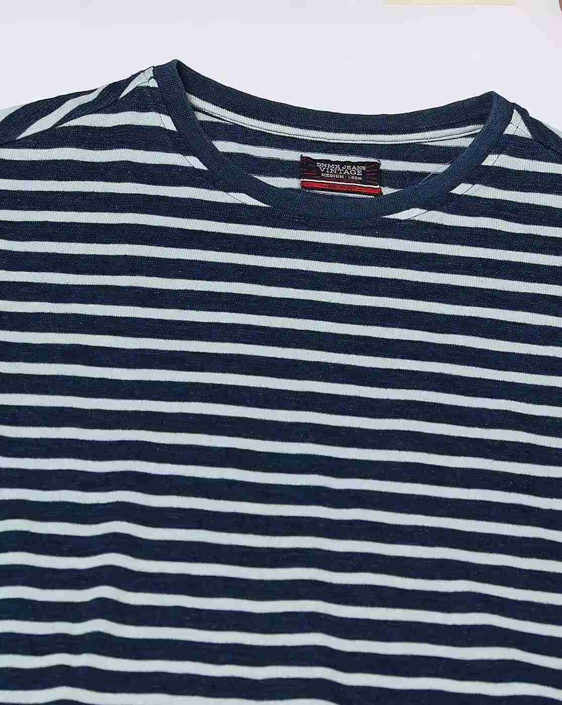 DNMX | Men Striped Regular Fit Cotton Crew-Neck T-Shirt|5