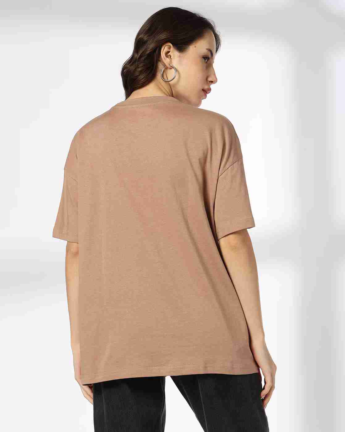 DNMX | Women Nature Print Oversized Crew-Neck T-Shirt|2
