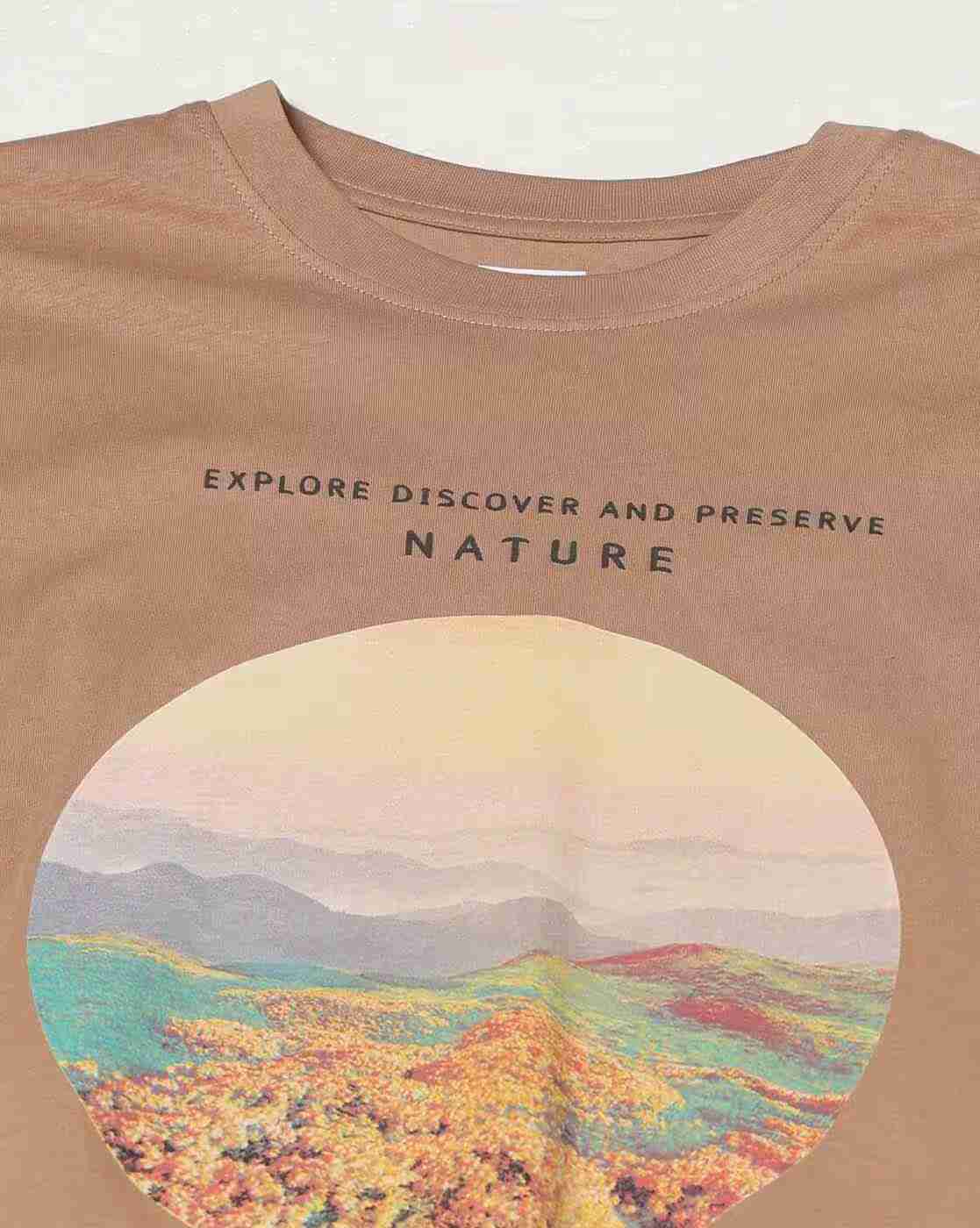 DNMX | Women Nature Print Oversized Crew-Neck T-Shirt|4