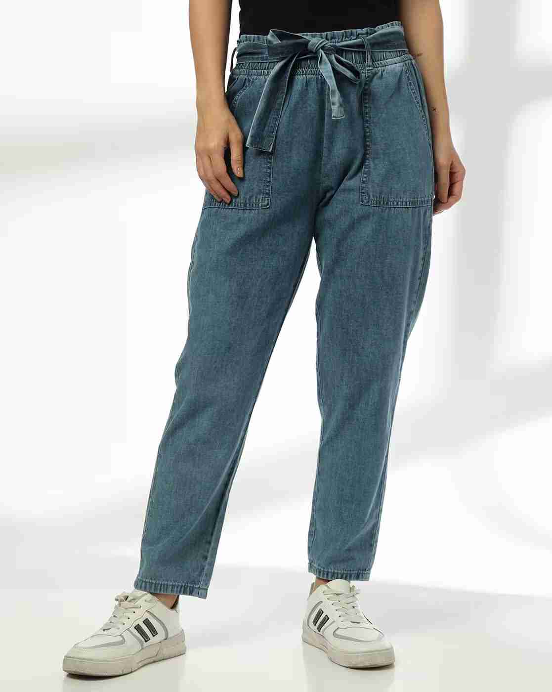 DNMX | Women Lightly Washed Relaxed Fit Ankle-Length Jeans|0