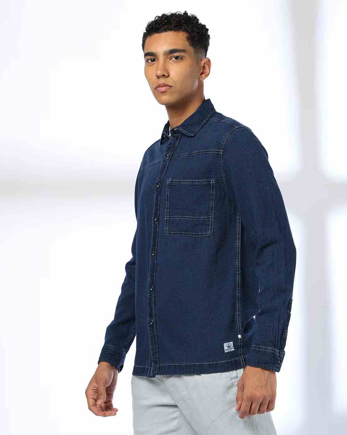 DNMX | Men Regular Fit Shirt with Patch Pocket|1