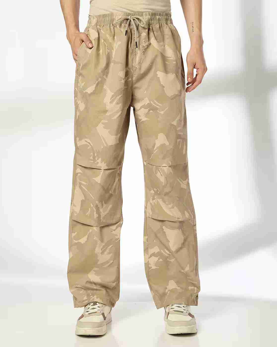 DNMX | Men Camouflage Print Relaxed Fit Flat-Front Pants|0