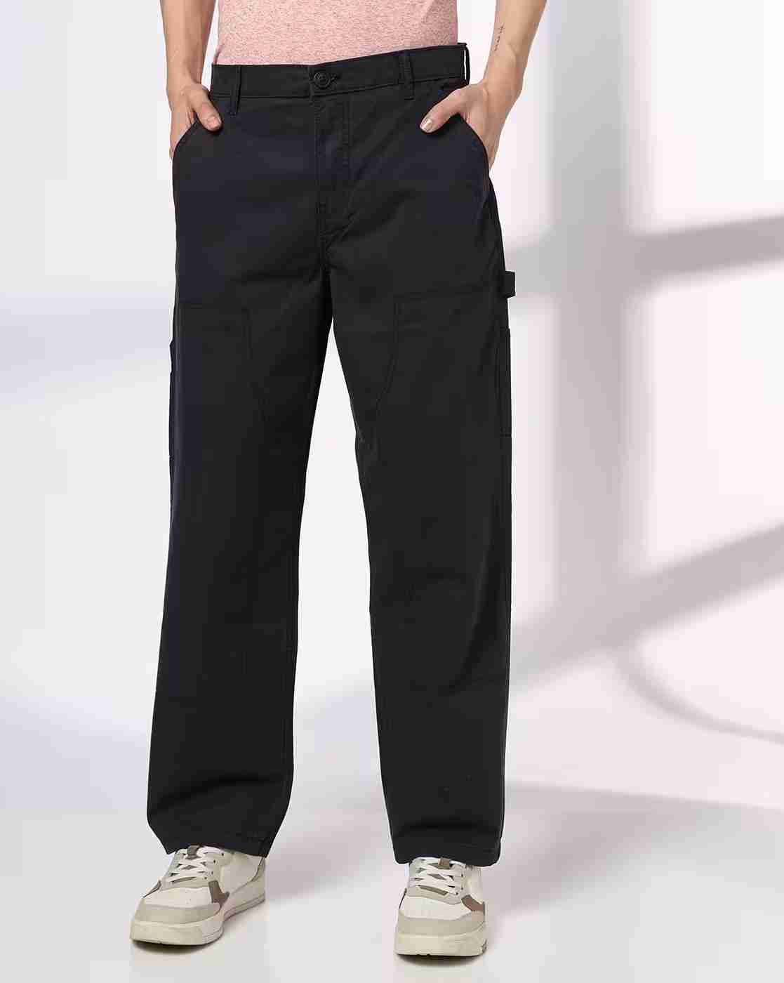 Men Straight Fit Flat-Front Carpenter Pants