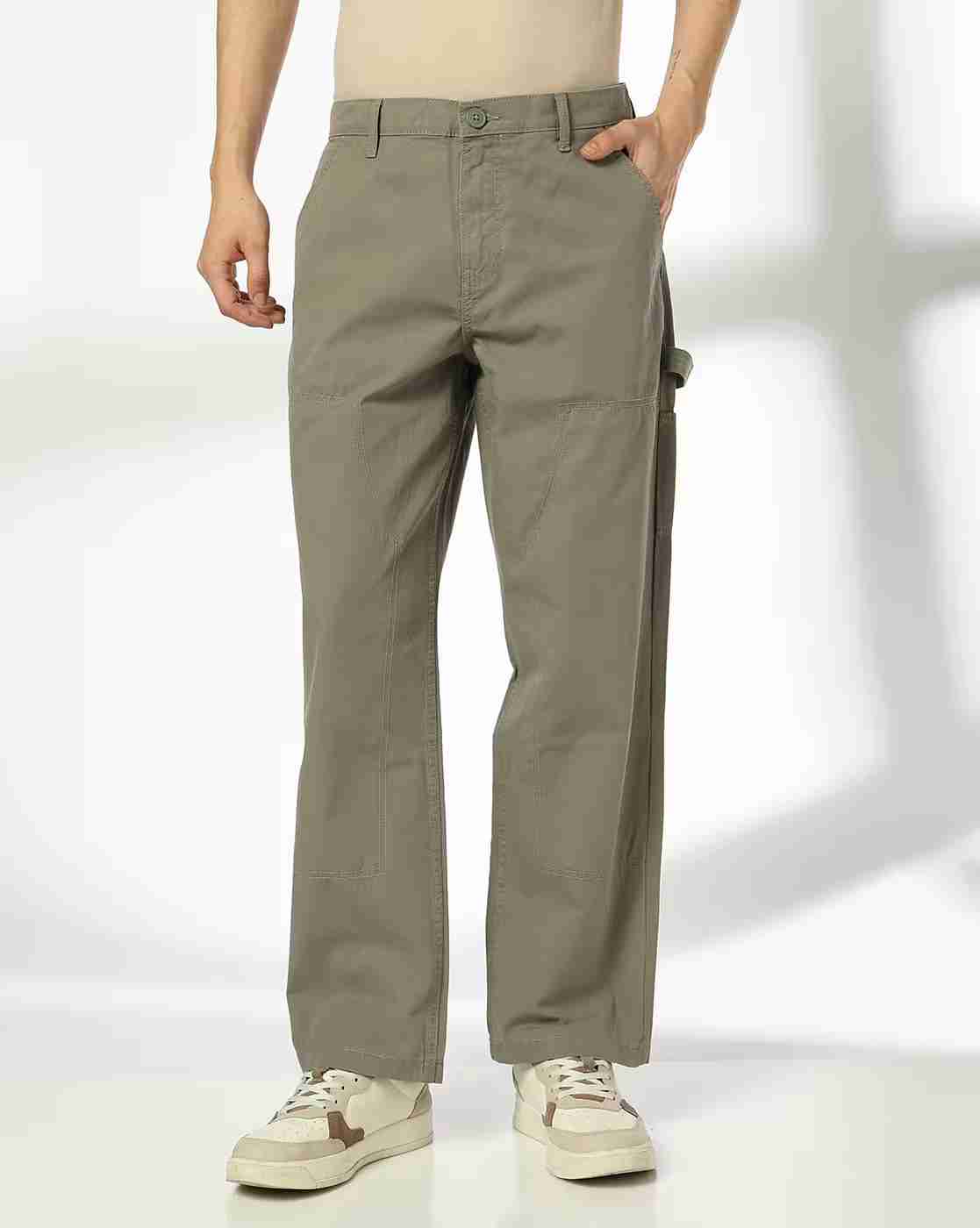 Men Straight Fit Flat-Front Carpenter Pants