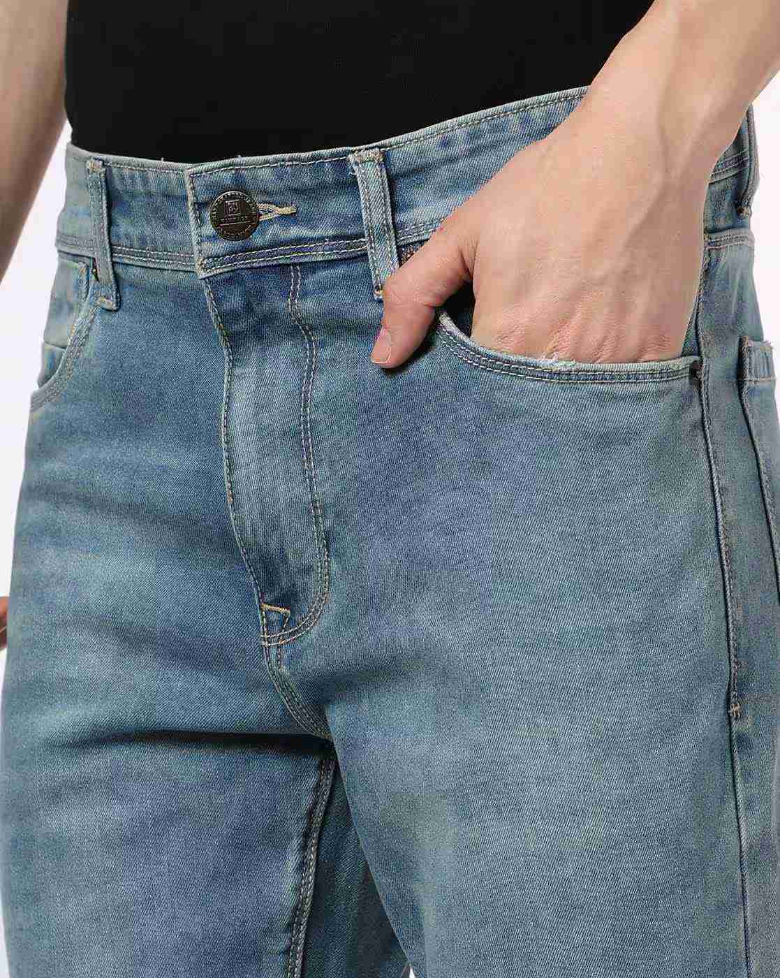 DNMX | Men Mid-Wash Slim Fit Jeans|4