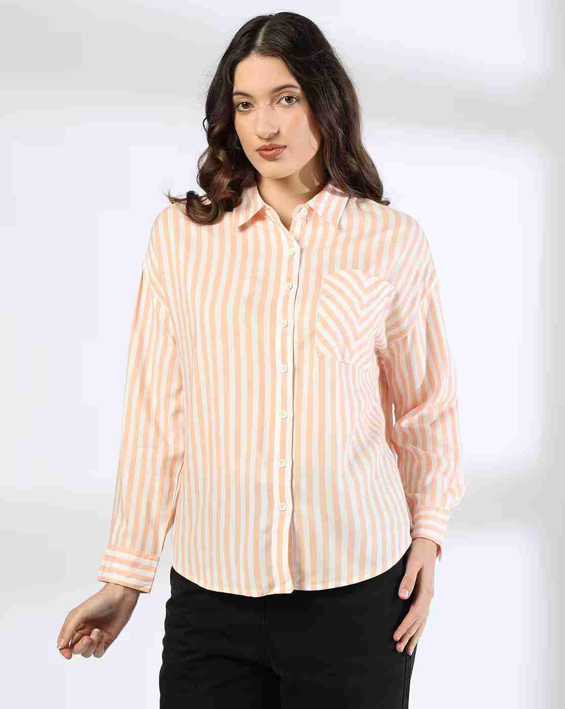 DNMX | Women Striped Relaxed Fit Shirt|0