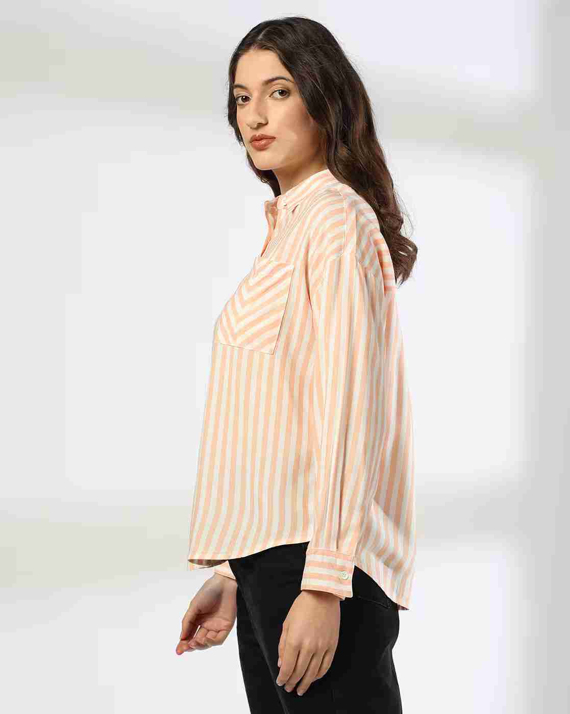 DNMX | Women Striped Relaxed Fit Shirt|1