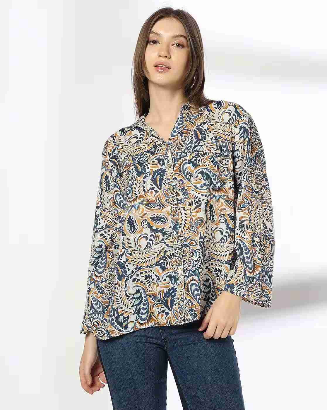 DNMX | Women Printed Relaxed Fit Shirt|0
