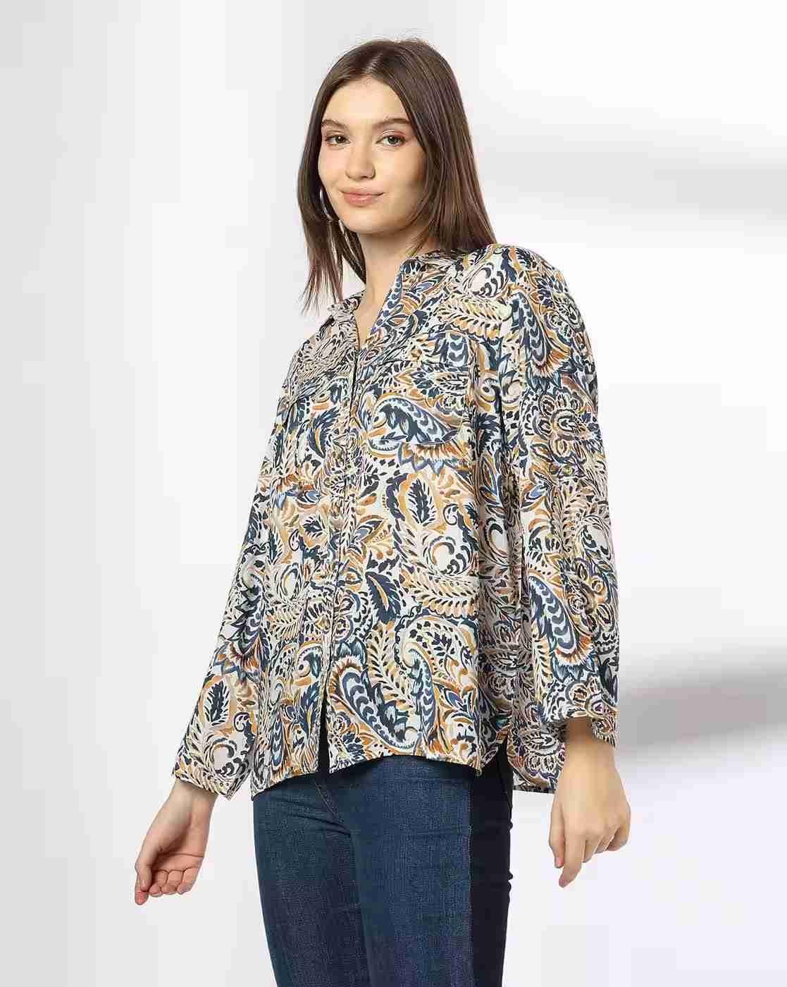 DNMX | Women Printed Relaxed Fit Shirt|1