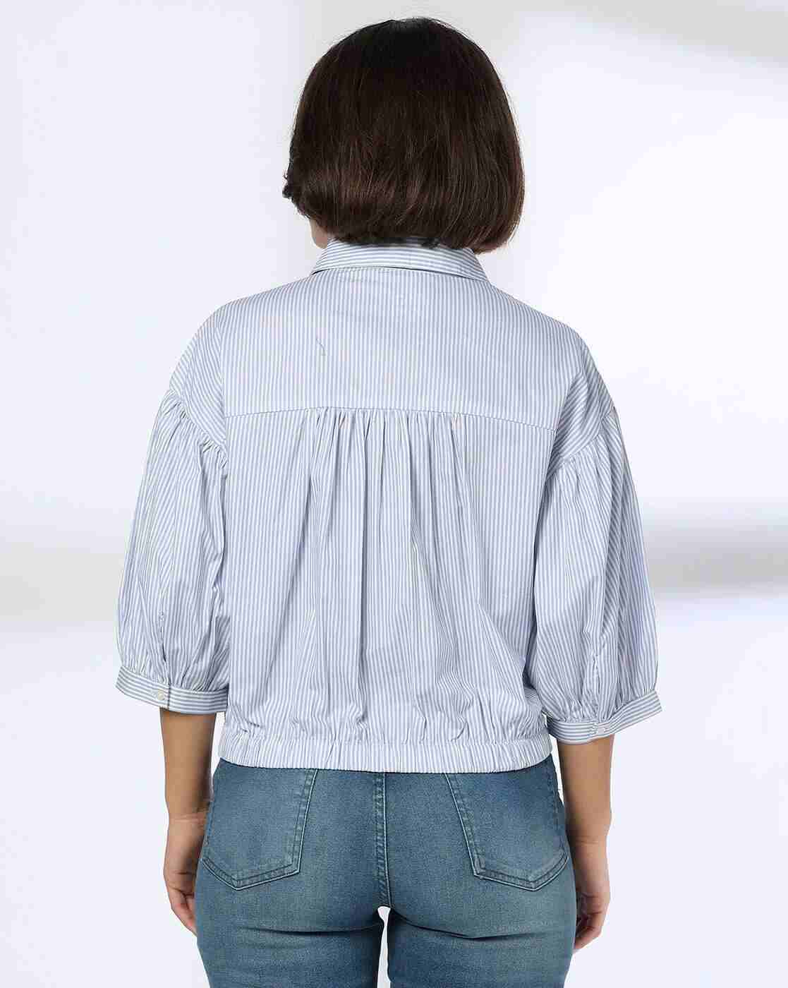 DNMX | Women Striped Shirt with Elasticated Waist|2