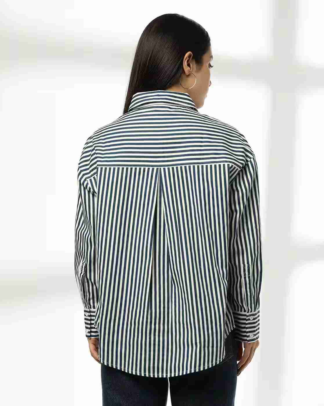 DNMX | Women Striped Relaxed Fit Cotton Shirt|2