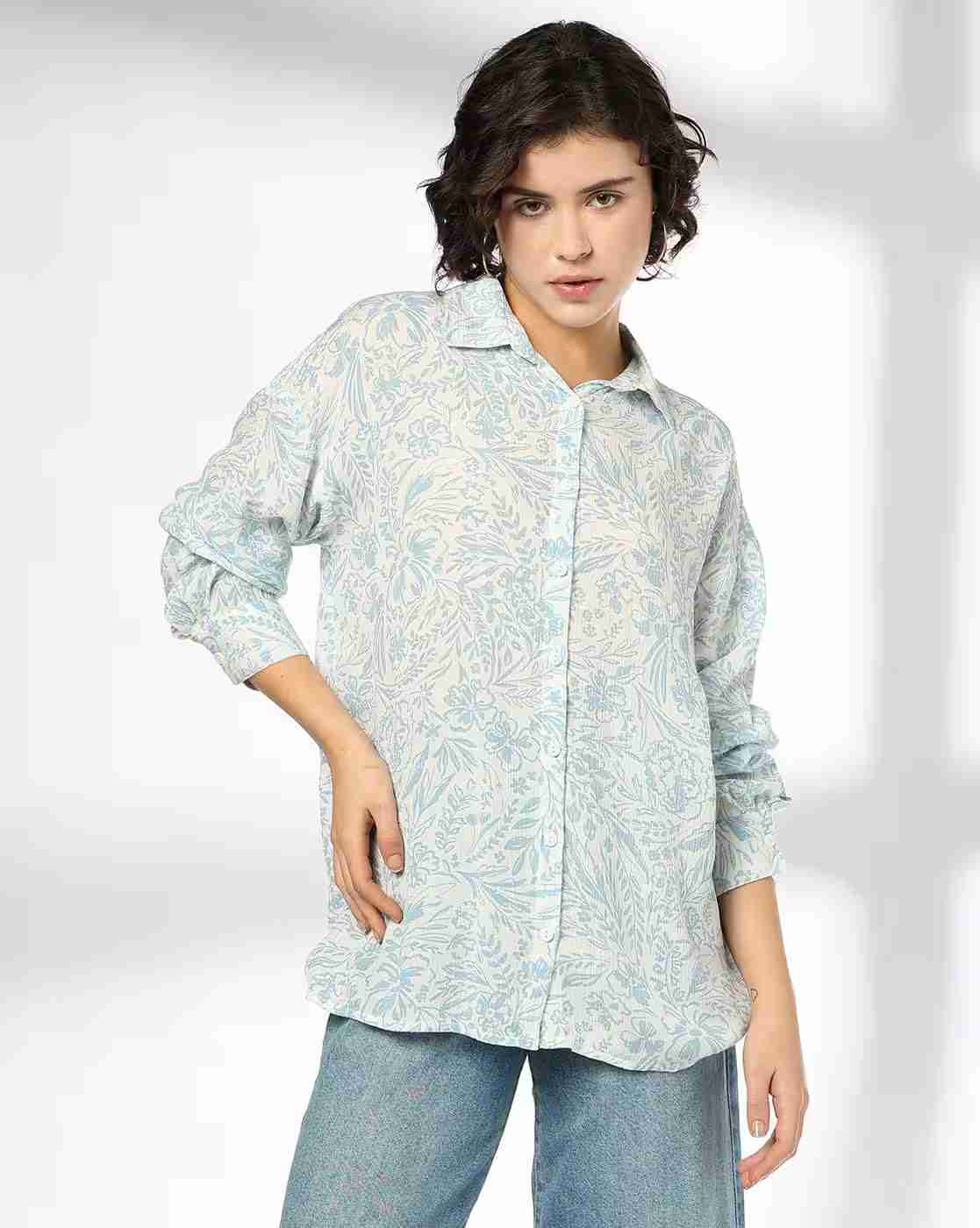 DNMX | Women Floral Print Relaxed Fit Shirt|0
