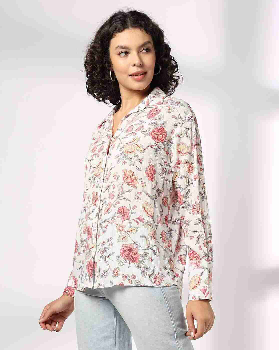 DNMX | Women Floral Print Relaxed Fit Shirt|1