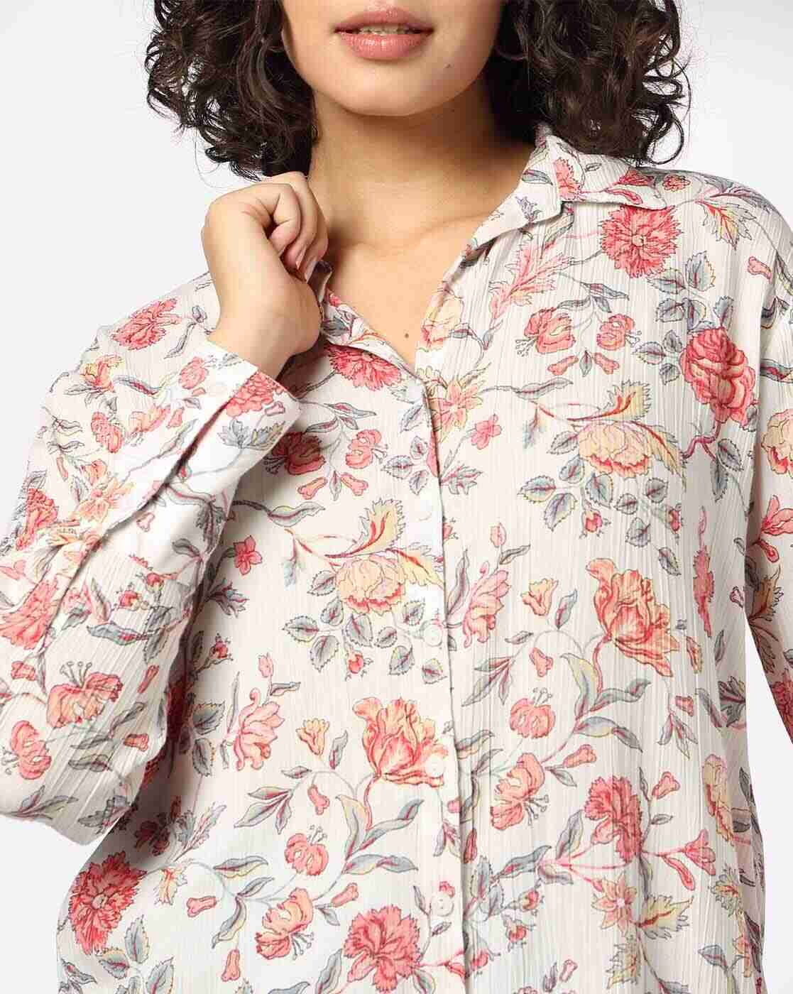 DNMX | Women Floral Print Relaxed Fit Shirt|3