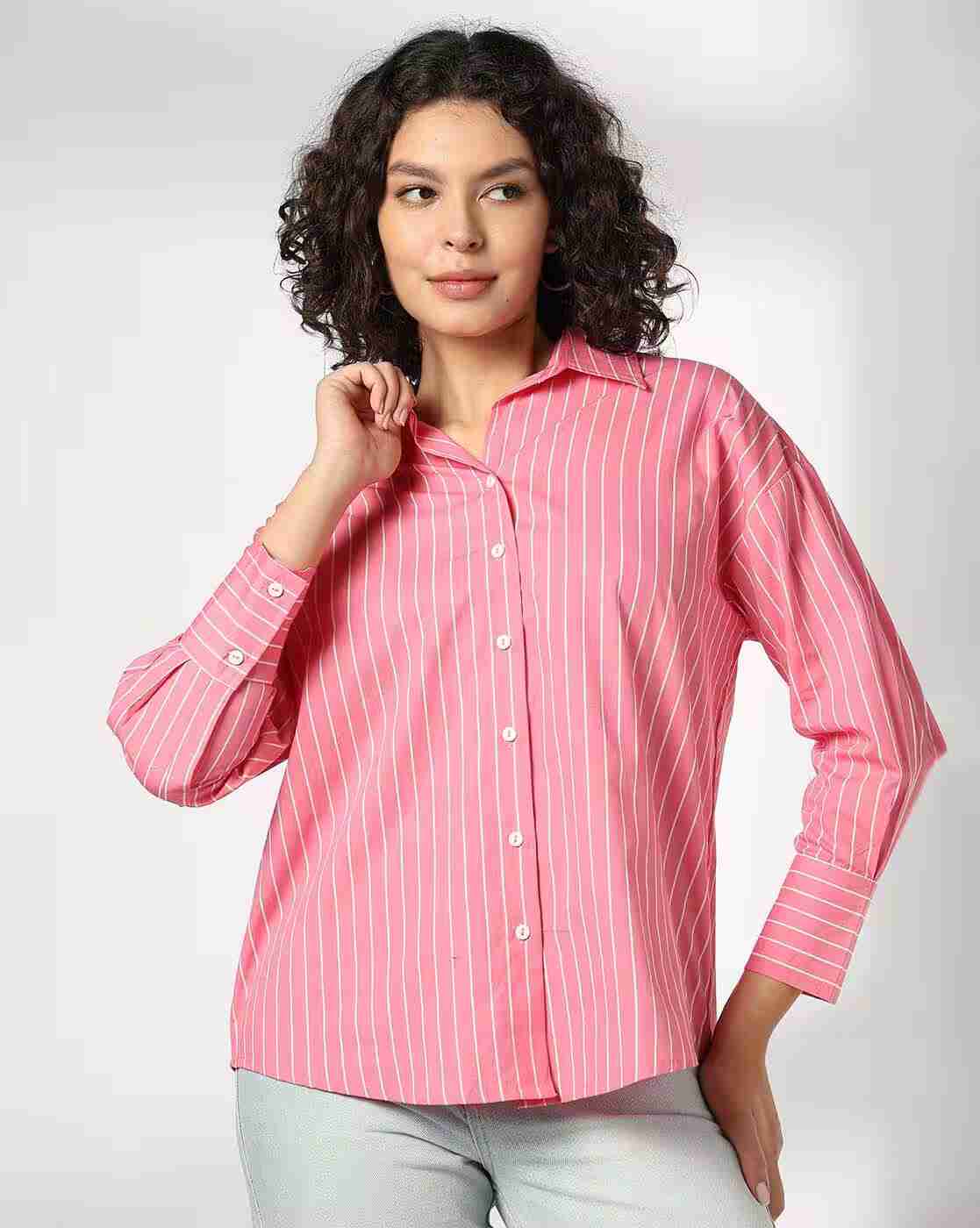 DNMX | Women Striped Relaxed Fit Shirt|1