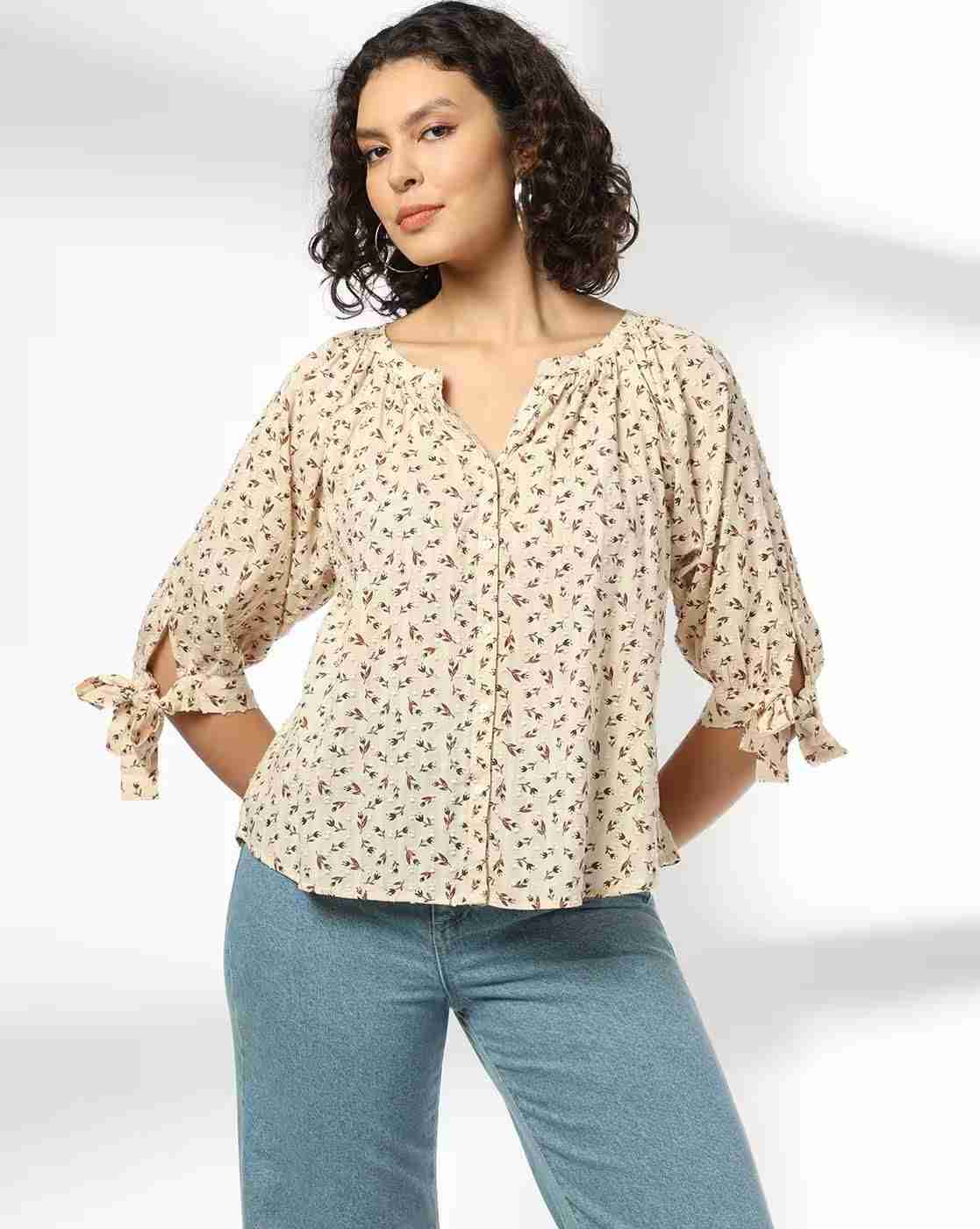 DNMX | Women Floral Print Relaxed Fit Top|0