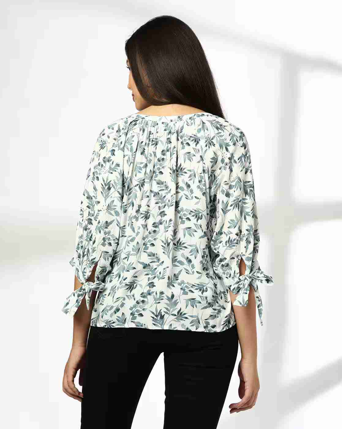 DNMX | Women Leaf Print Regular Fit Top|2