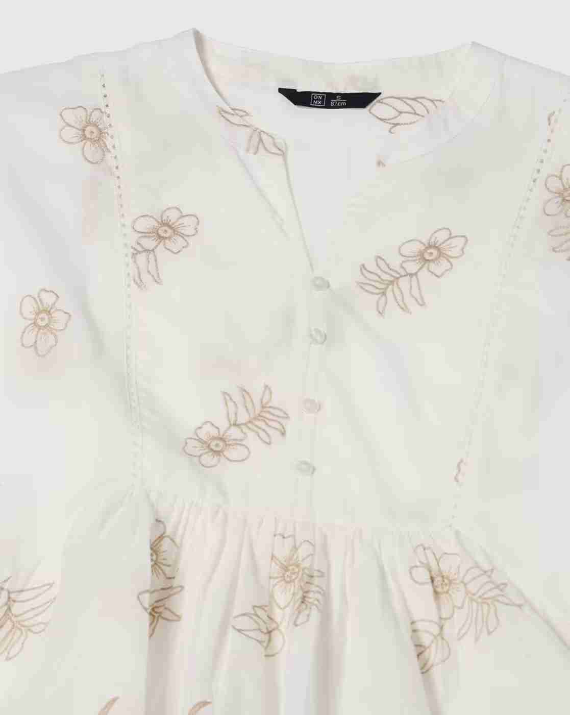 DNMX | Women Embroidered Regular Fit Cotton Peplum Top|4