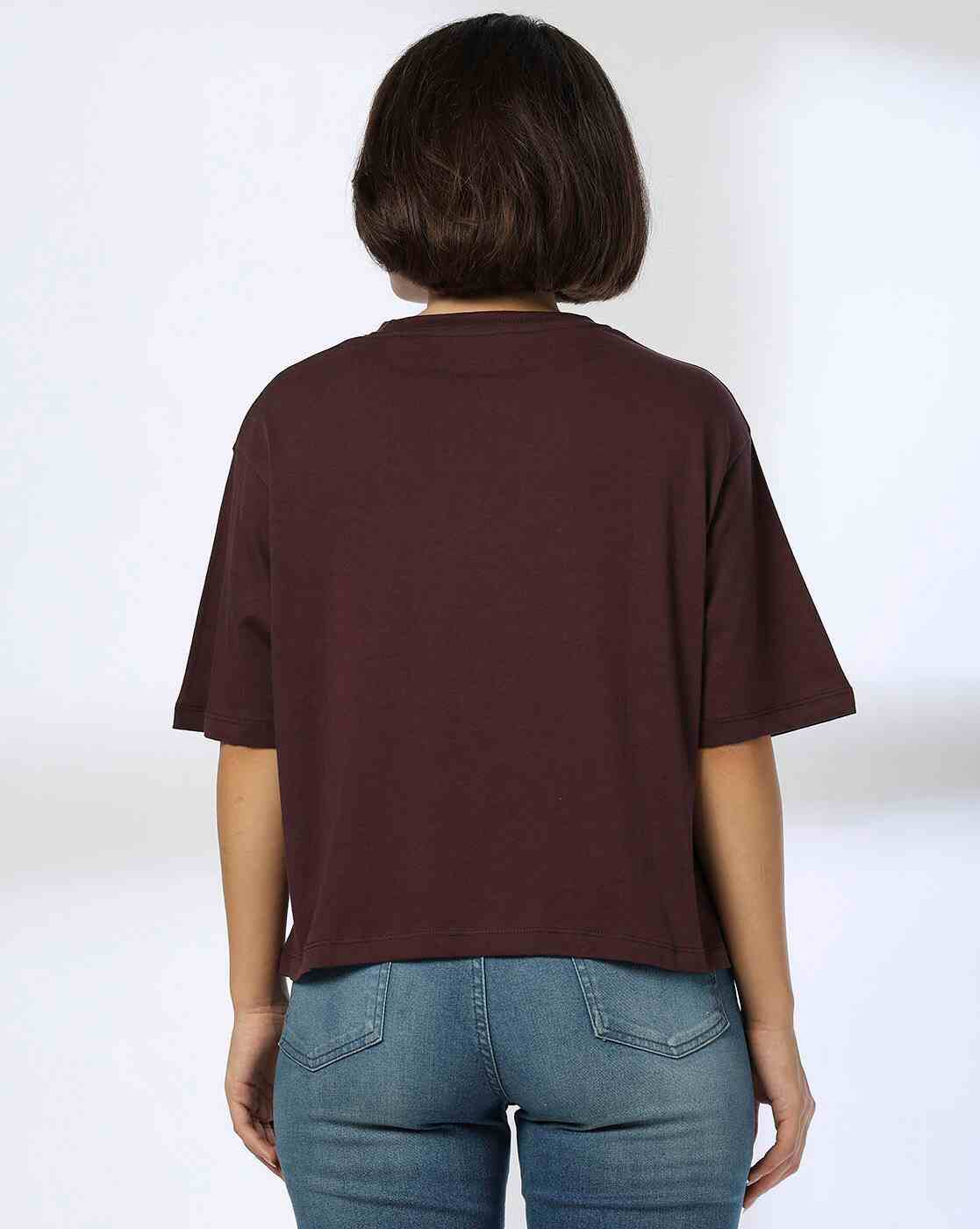 DNMX | Women Graphic Print Boxy Fit Cotton Crew-Neck T-Shirt|2