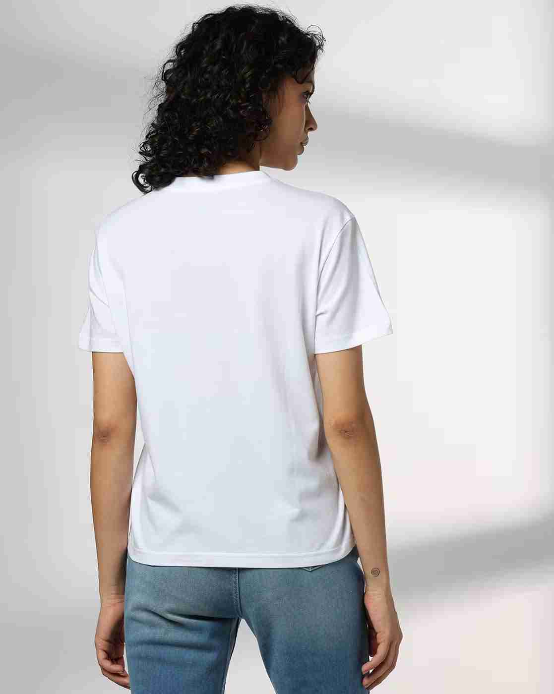DNMX | Women Leaf Print Boxy Fit Cotton Crew-Neck T-Shirt|2