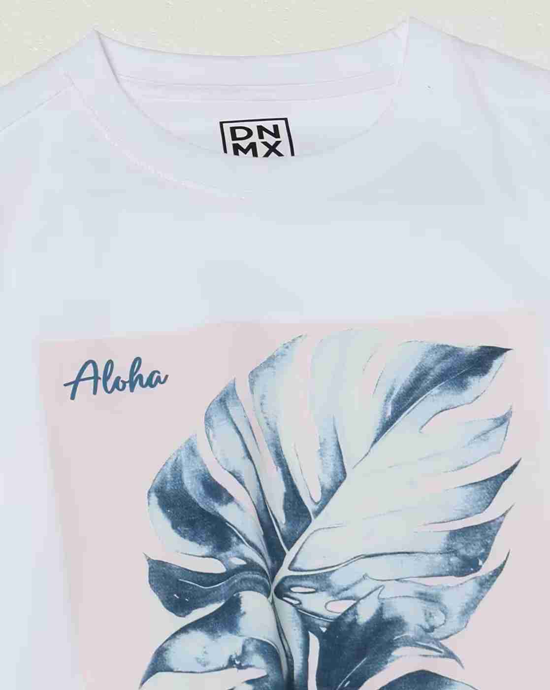 DNMX | Women Leaf Print Boxy Fit Cotton Crew-Neck T-Shirt|4