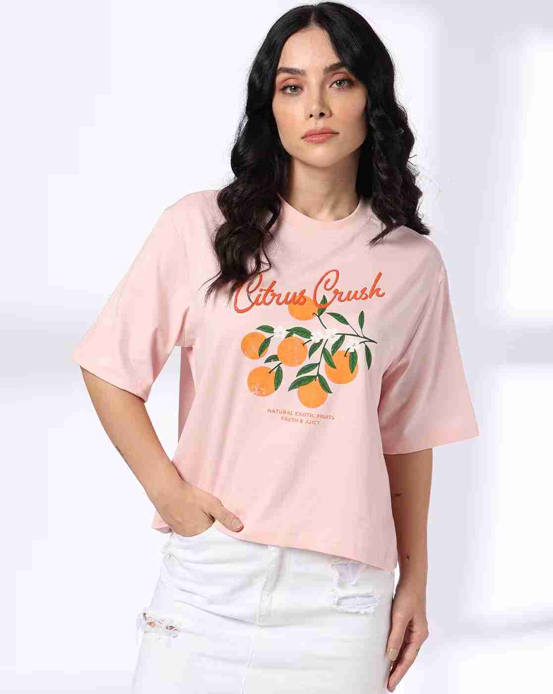 DNMX | Women Graphic Print Boxy Fit Crew-Neck T-Shirt|0