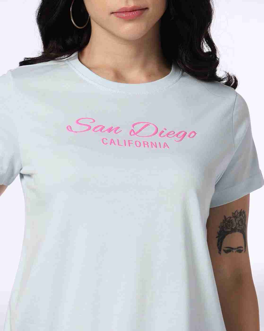 DNMX | Women Typographic Print Regular Fit Cotton Crew-Neck T-Shirt|3