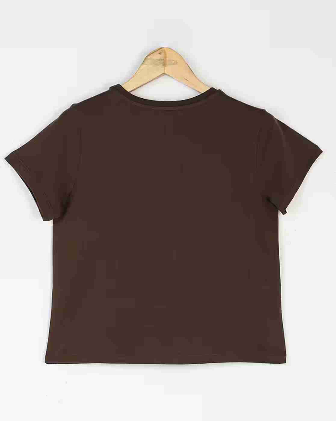DNMX | Women Typographic Print Regular Fit Cotton Crew-Neck T-Shirt|1