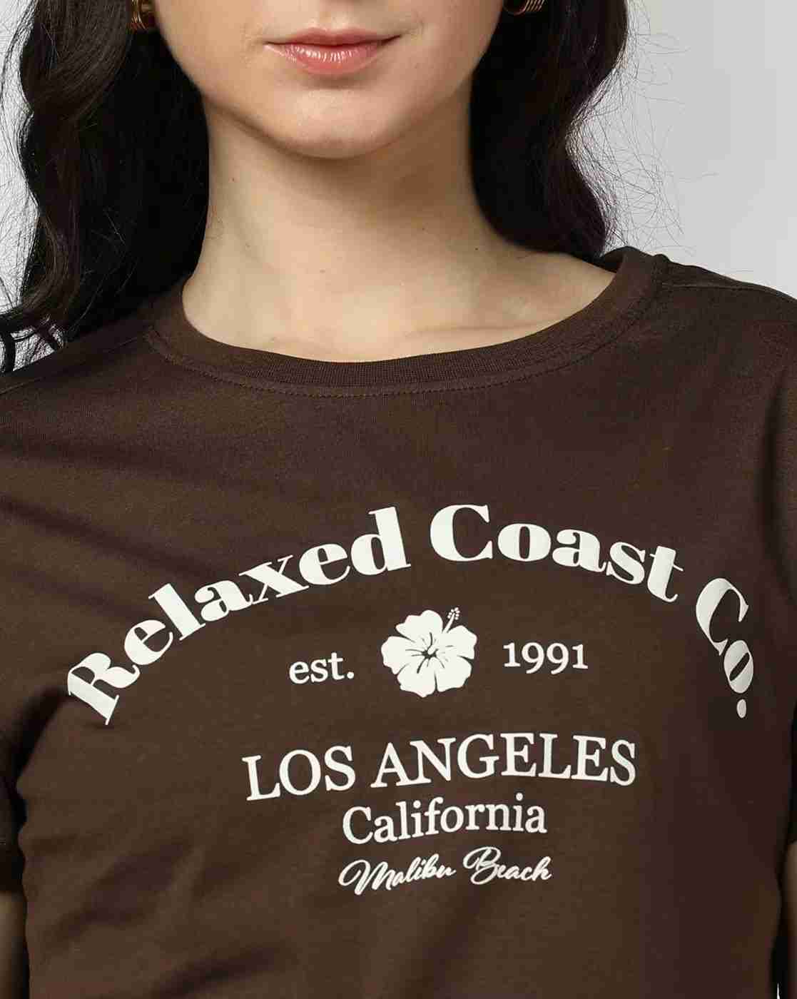DNMX | Women Typographic Print Regular Fit Cotton Crew-Neck T-Shirt|3