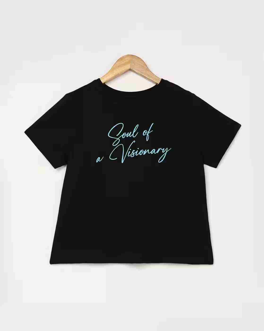 DNMX | Women Typographic Print Regular Fit Cotton Crew-Neck T-Shirt|0