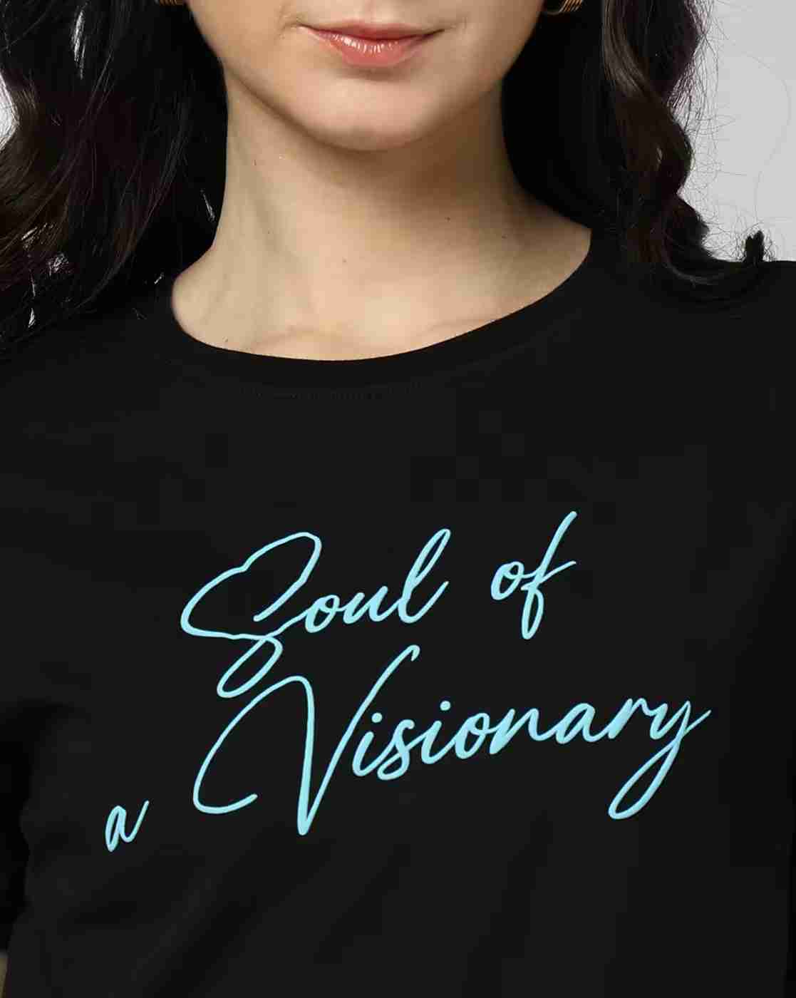 DNMX | Women Typographic Print Regular Fit Cotton Crew-Neck T-Shirt|4