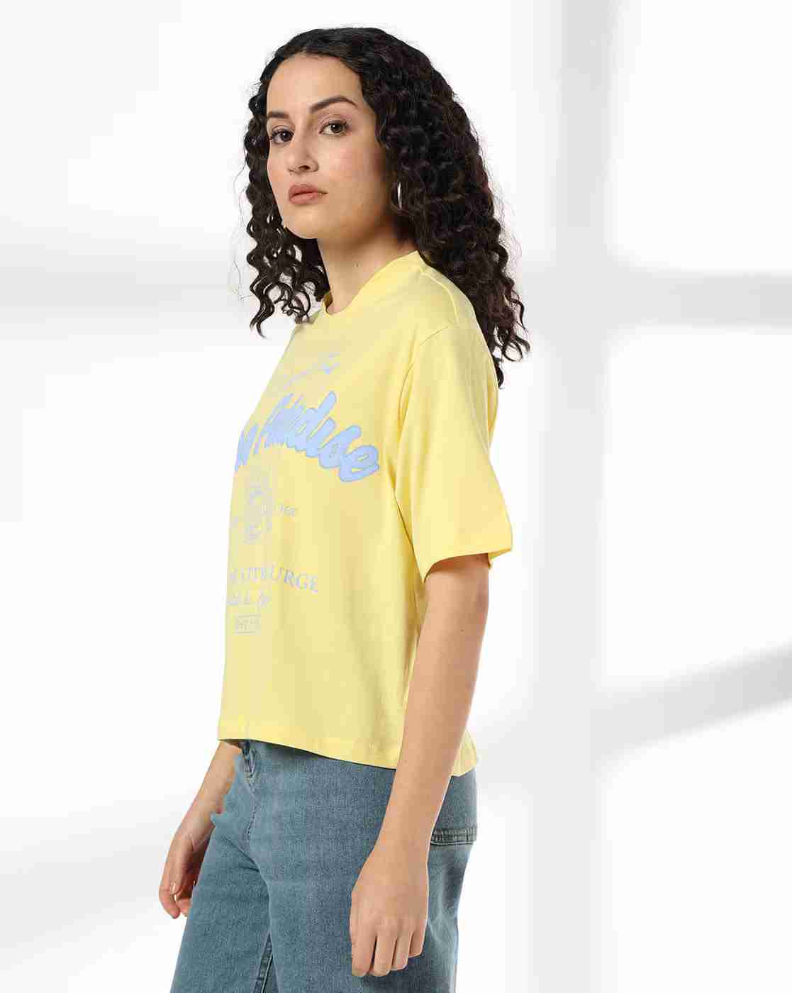 DNMX | Women Printed Boxy Fit Crew-Neck T-Shirt|1