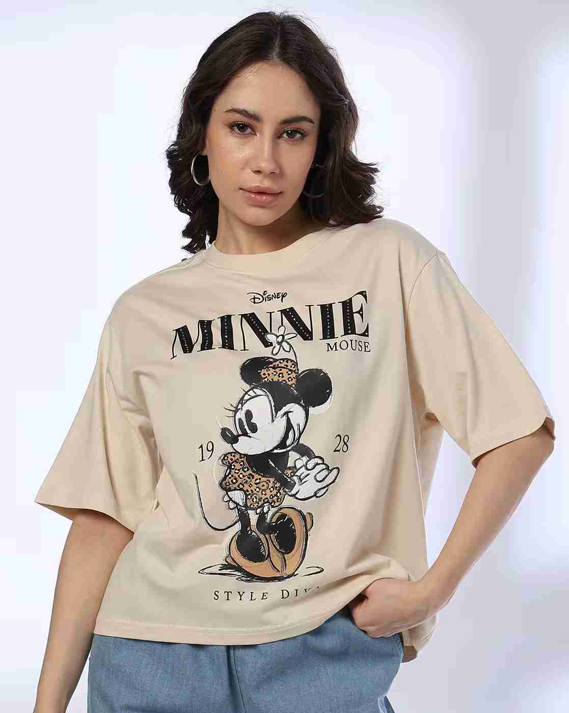 DNMX | Women Minnie Mouse Print Boxy Fit Crew-Neck T-Shirt|3
