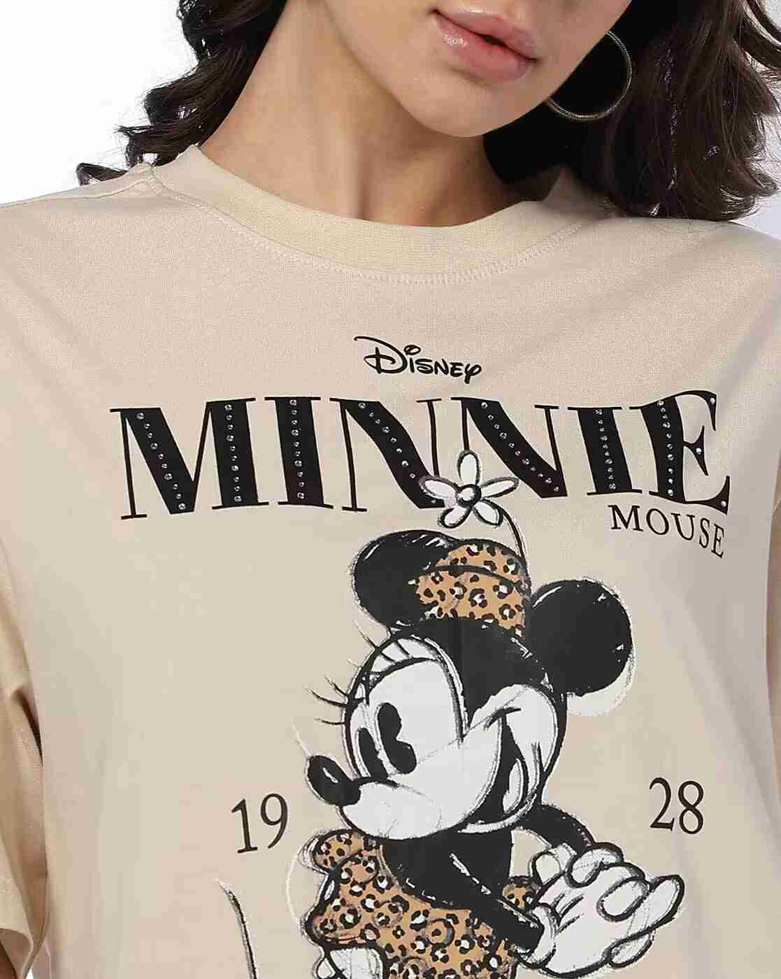 DNMX | Women Minnie Mouse Print Boxy Fit Crew-Neck T-Shirt|4