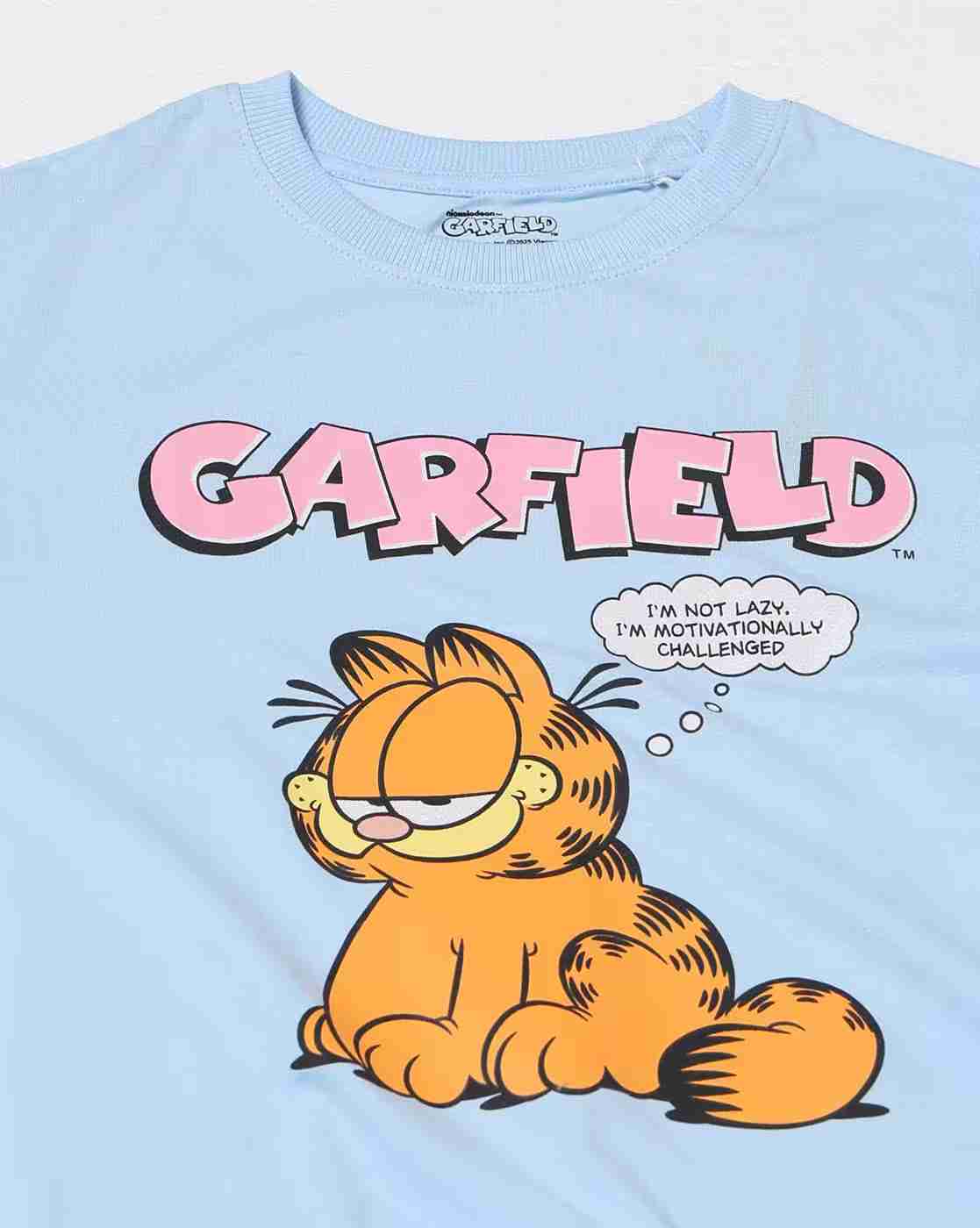 DNMX | Women Garfield Print Boxy Fit Crew-Neck T-Shirt|5