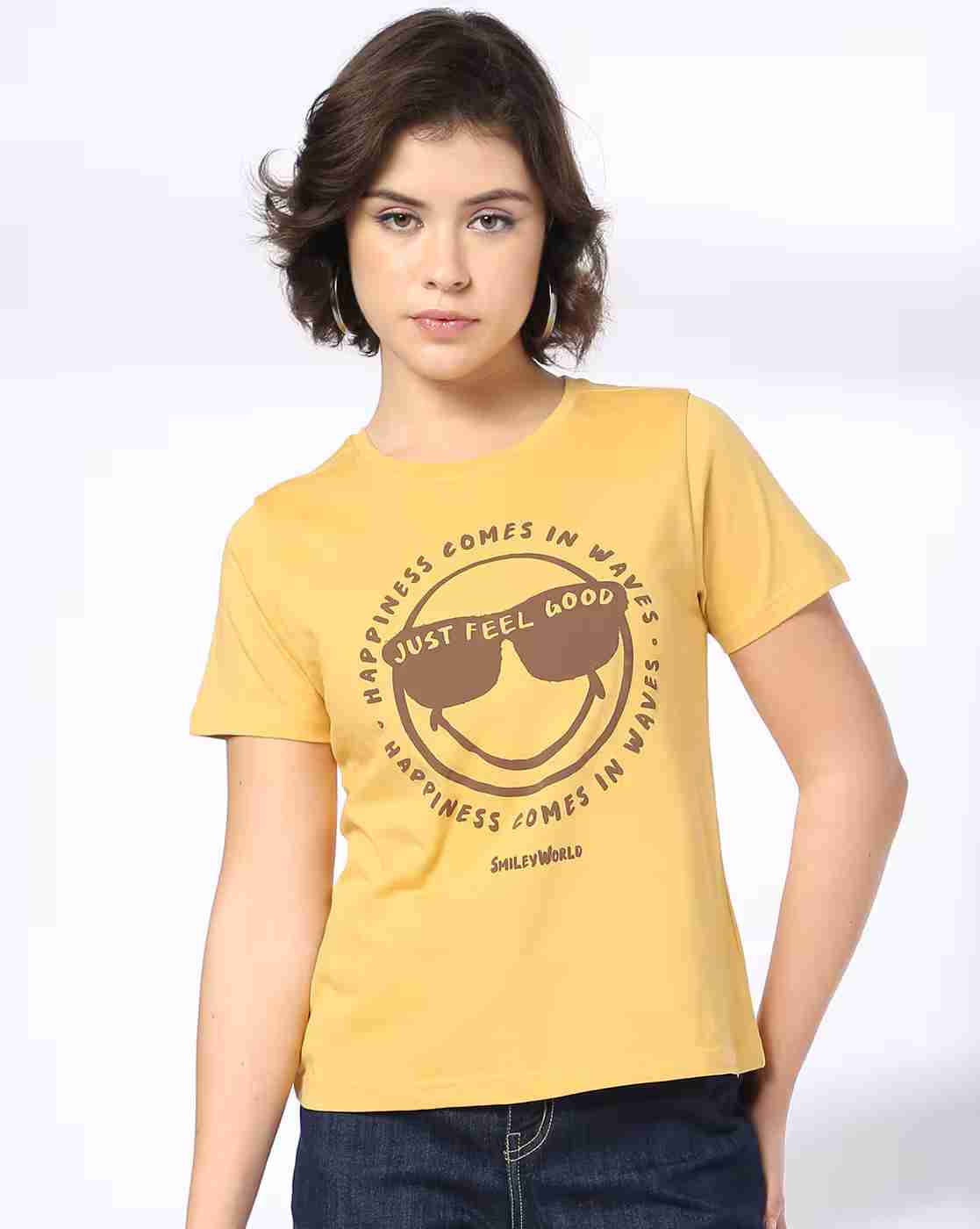 DNMX | Women Graphic Print Regular Fit Crew-Neck T-Shirt|0