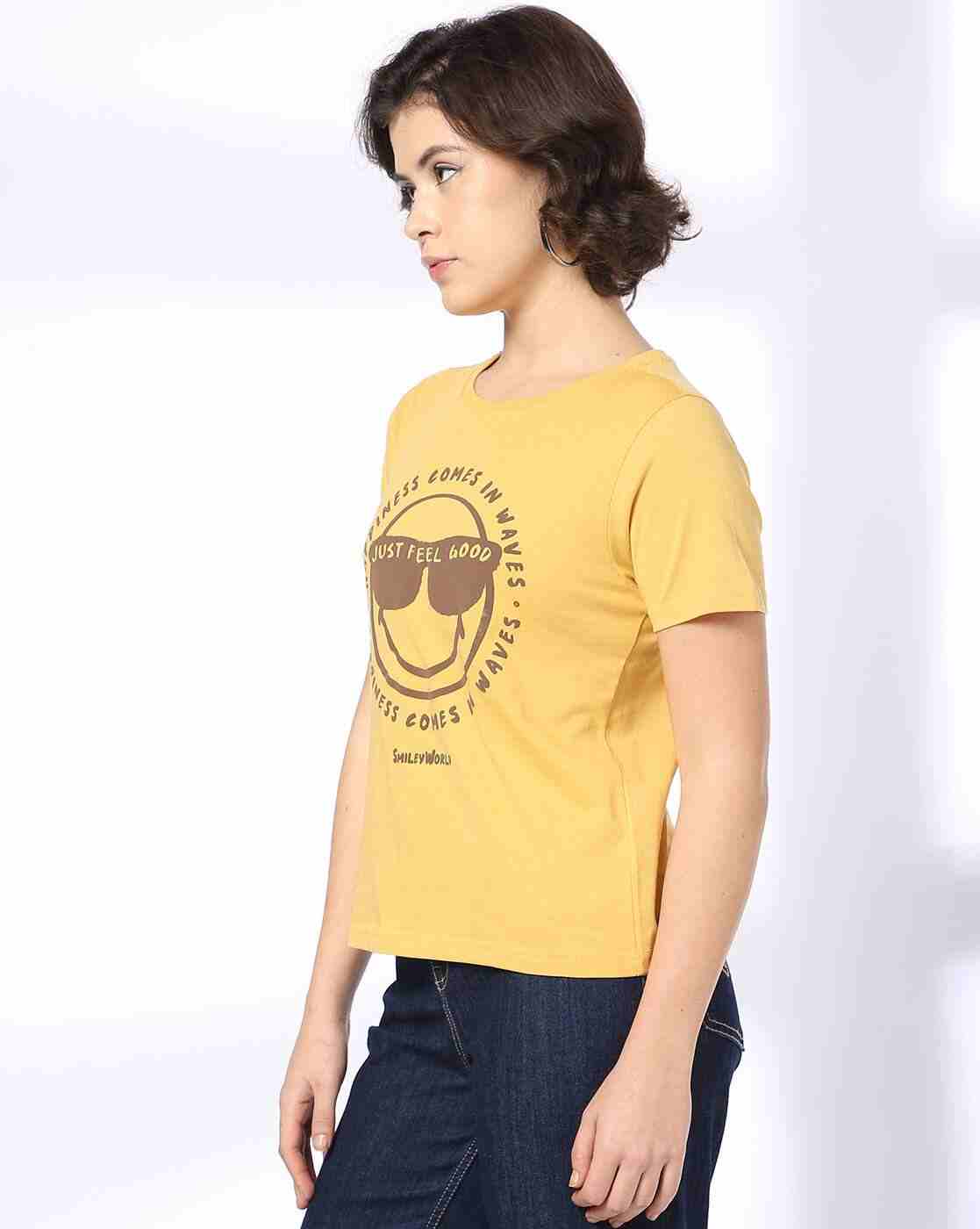 DNMX | Women Graphic Print Regular Fit Crew-Neck T-Shirt|1