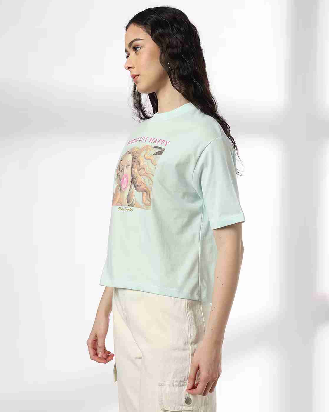 DNMX | Women Graphic Print Oversized Fit Crew-Neck T-Shirt|1