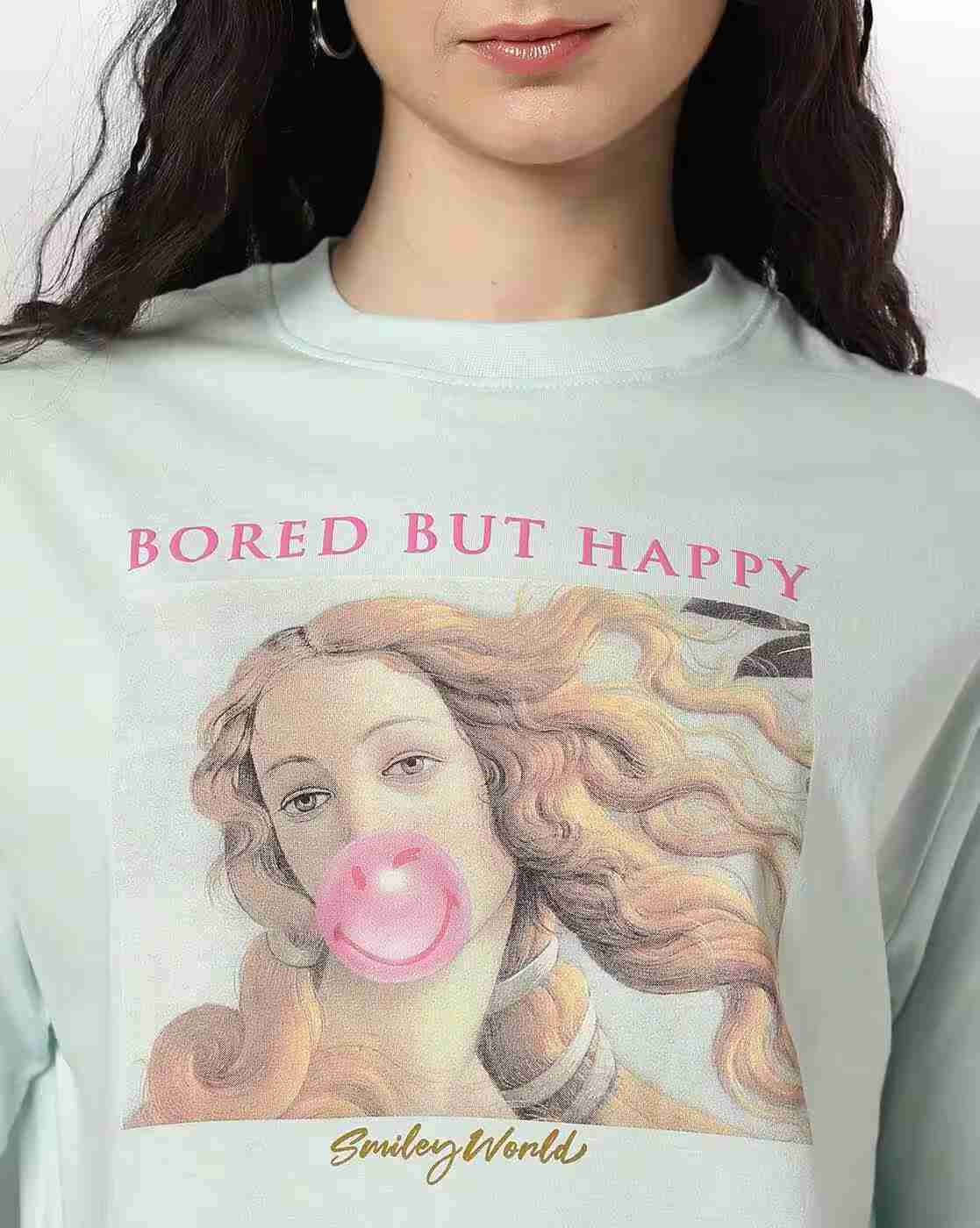 DNMX | Women Graphic Print Oversized Fit Crew-Neck T-Shirt|3