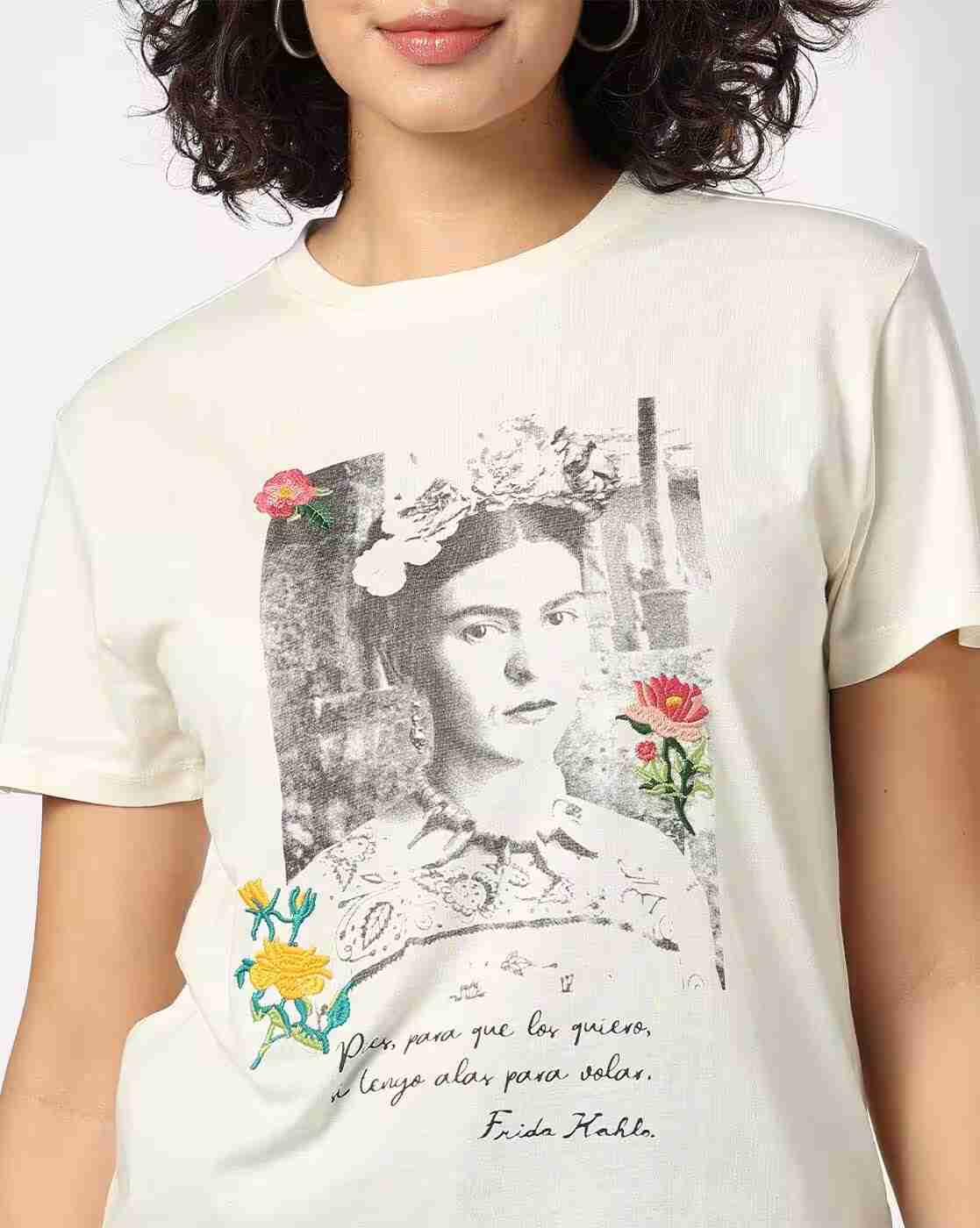 DNMX | Women Graphic Print Boxy Fit Round-Neck T-Shirt|4