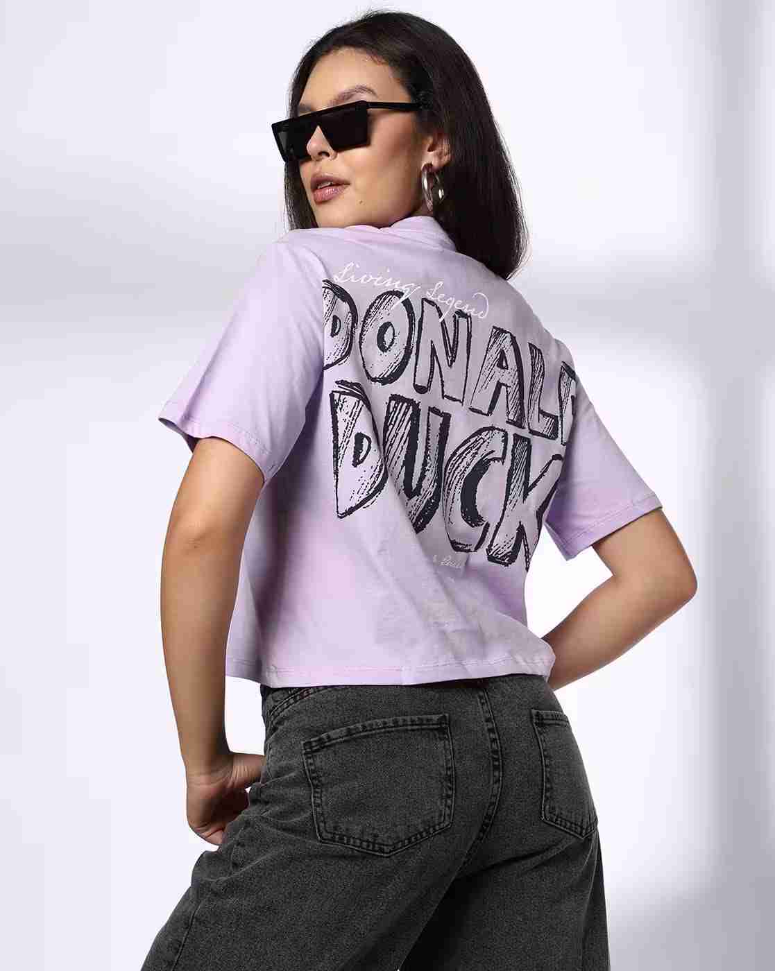 DNMX | Women Donald Duck Print Boxy Fit Crew-Neck T-Shirt|0