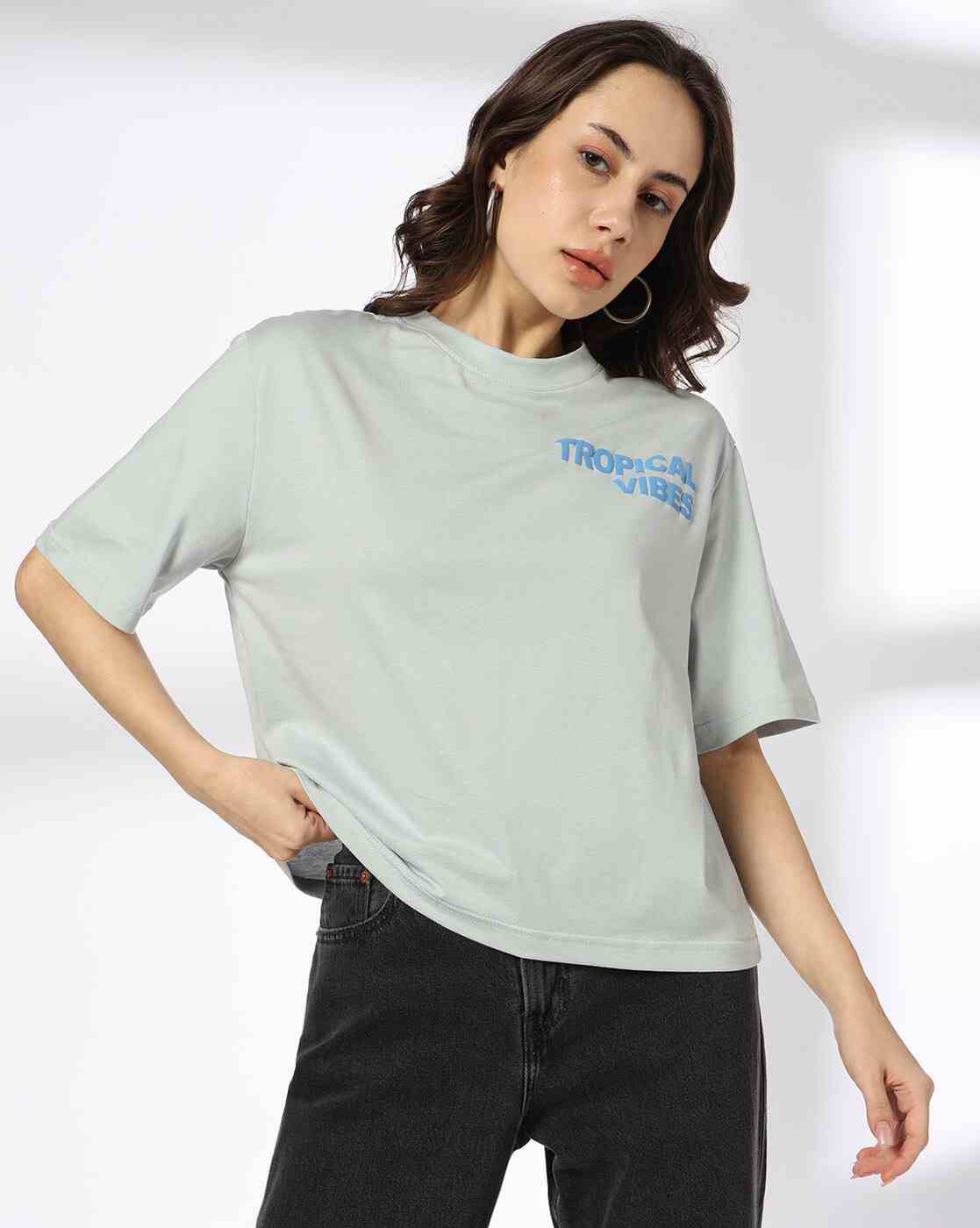 DNMX | Women Printed Regular Fit Crew-Neck T-Shirt|1