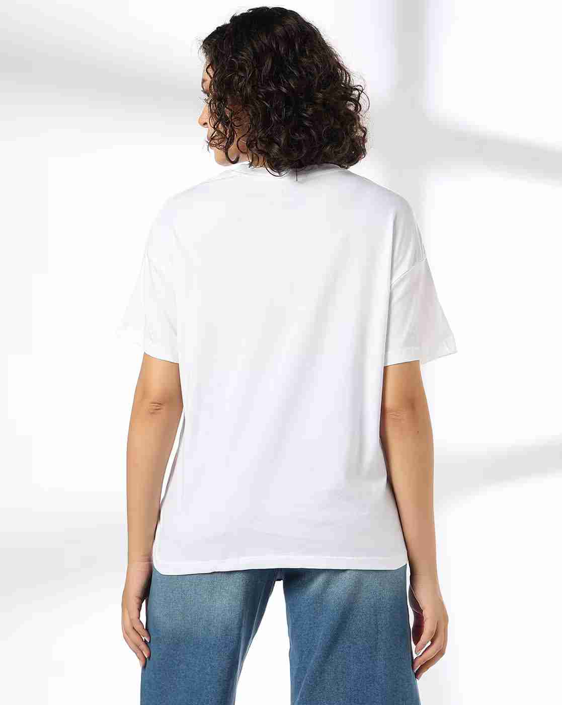 DNMX | Women Caribbean Print Oversized Crew-Neck T-Shirt|2