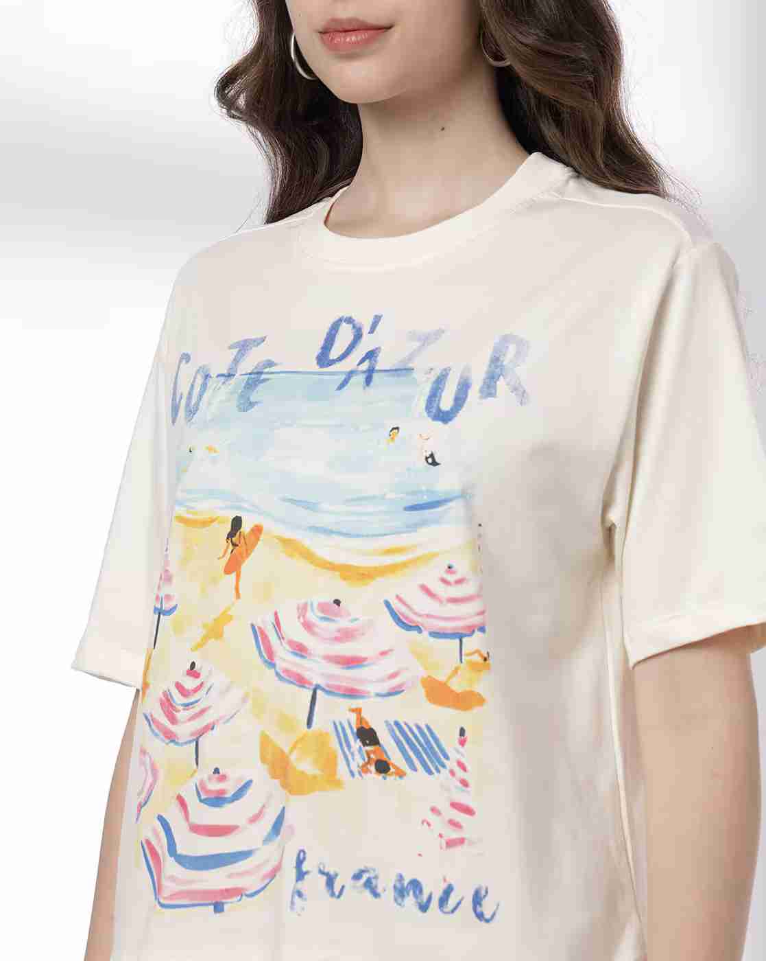 DNMX | Women Graphic Print Boxy Fit Cotton Round-Neck T-Shirt|4