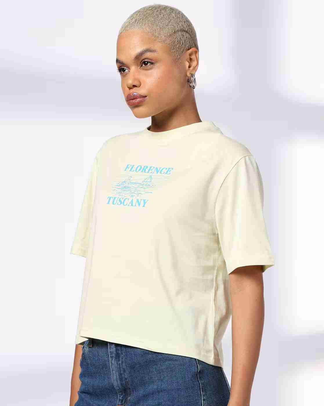 DNMX | Women Graphic Print Boxy Fit Cotton Crew-Neck T-Shirt|3