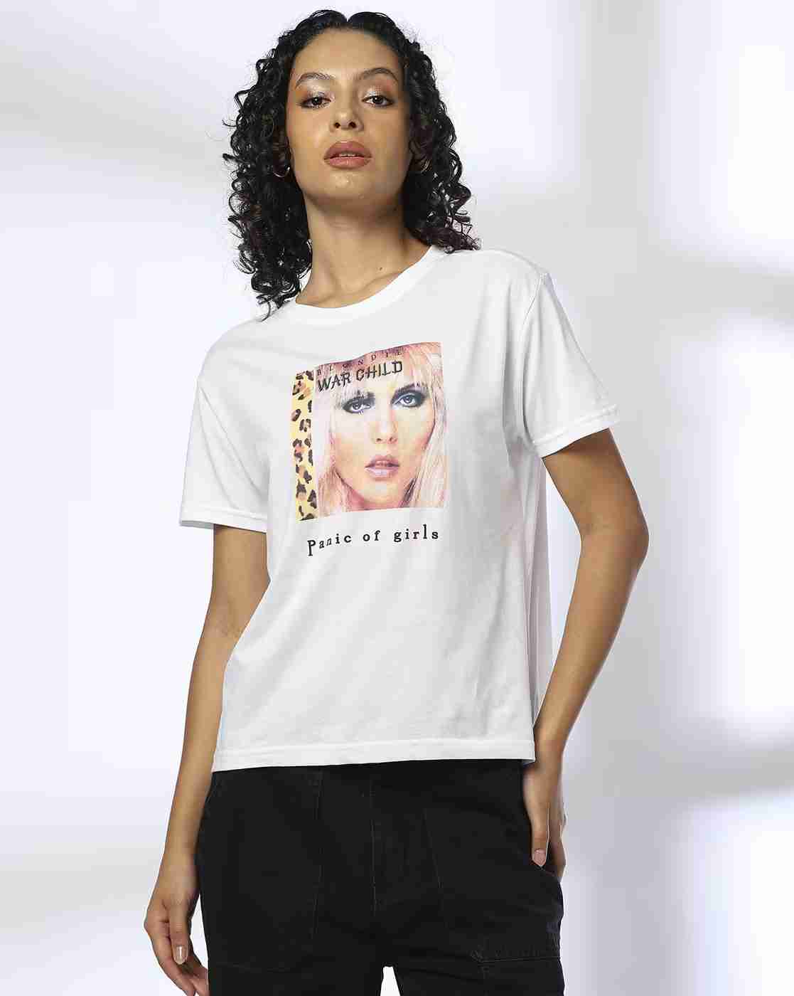 DNMX | Women Graphic Print Boxy Fit Crew-Neck T-Shirt|0